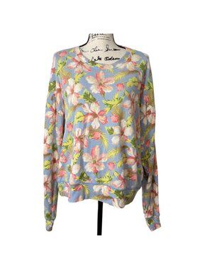 Polo Ralph Lauren Women Size L  Floral Sweatshirt Pullover Tropical Cotton